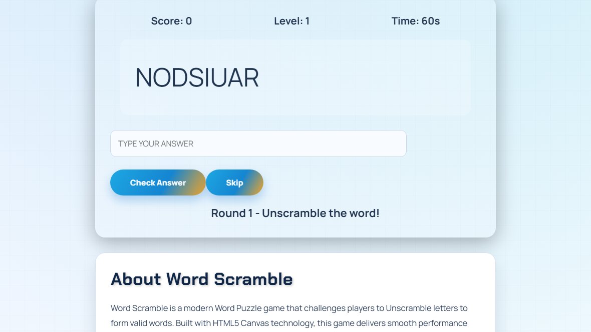 word scramble gameplay preview
